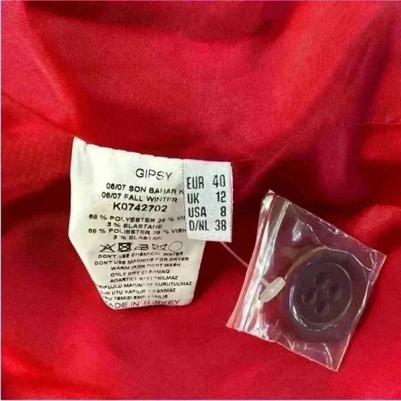 Gipsy Dark Gray Jacket With Embroidered Flowers On Collar US Size 8 Like New! - Picture 10 of 10